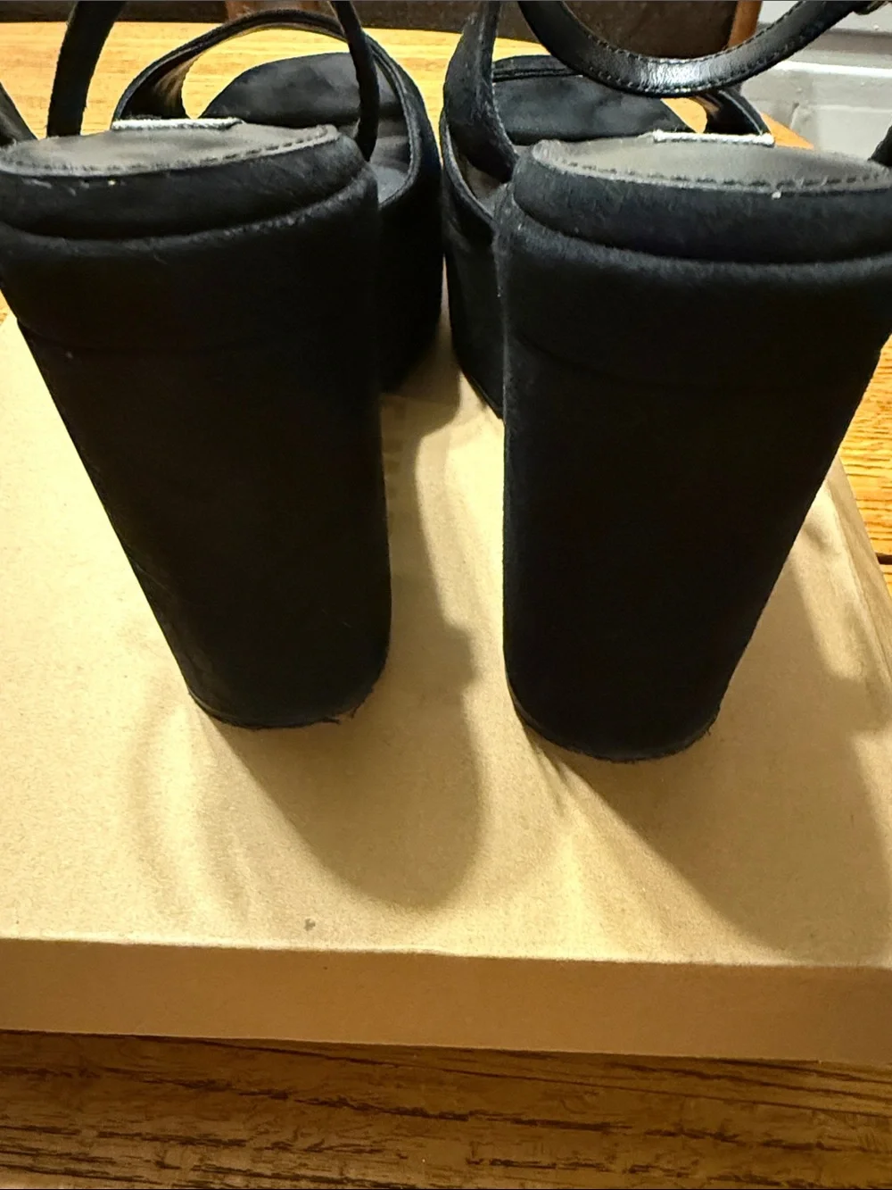 Steve Madden Black Suede Platform Block Heel Sandals with‎ Ankle Strap
